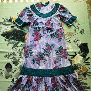 T&L MUUMUU FACTORY Purple Short Sleeve Zip Cotton Dress Hawaiian Women - Size XS